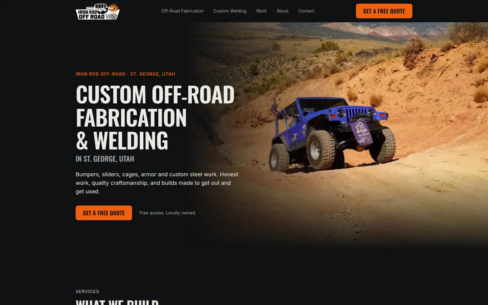 Iron Rod Off-Road homepage: custom off-road fabrication and welding in St. George, Utah